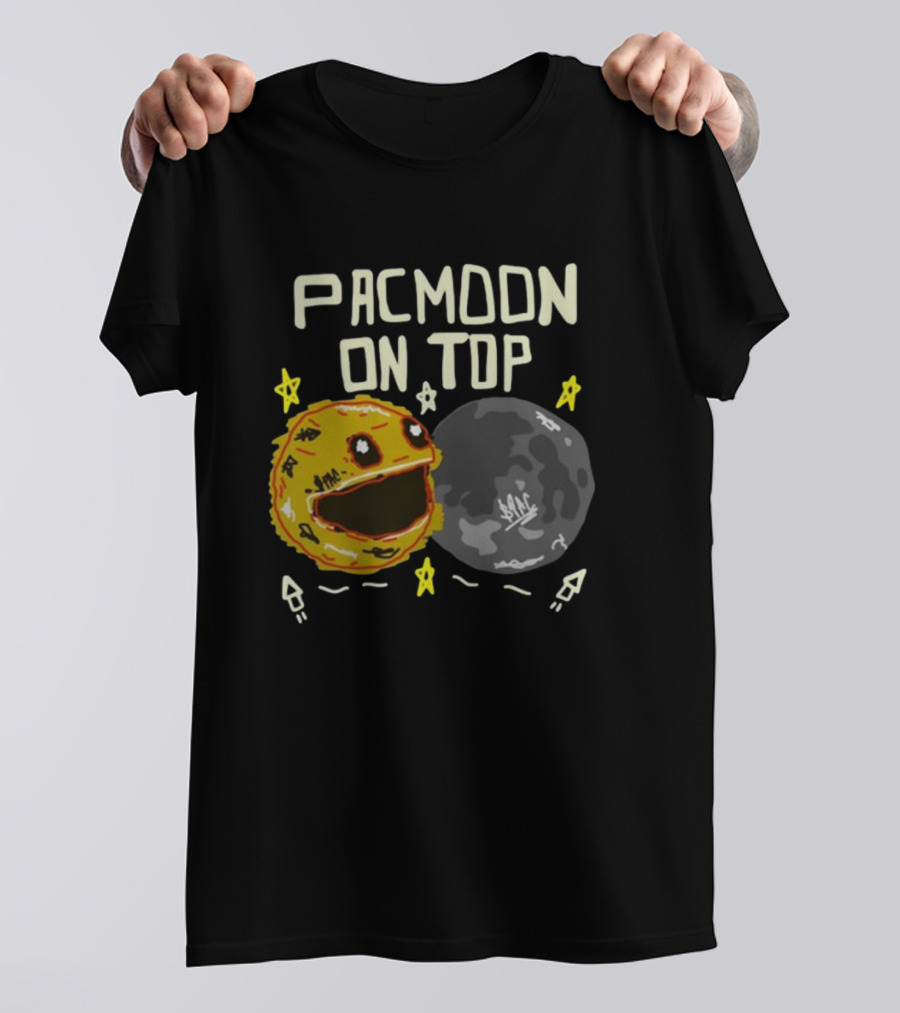 Pacmoon On Top Pacman And Moon With Stars And Arrows T-Shirt