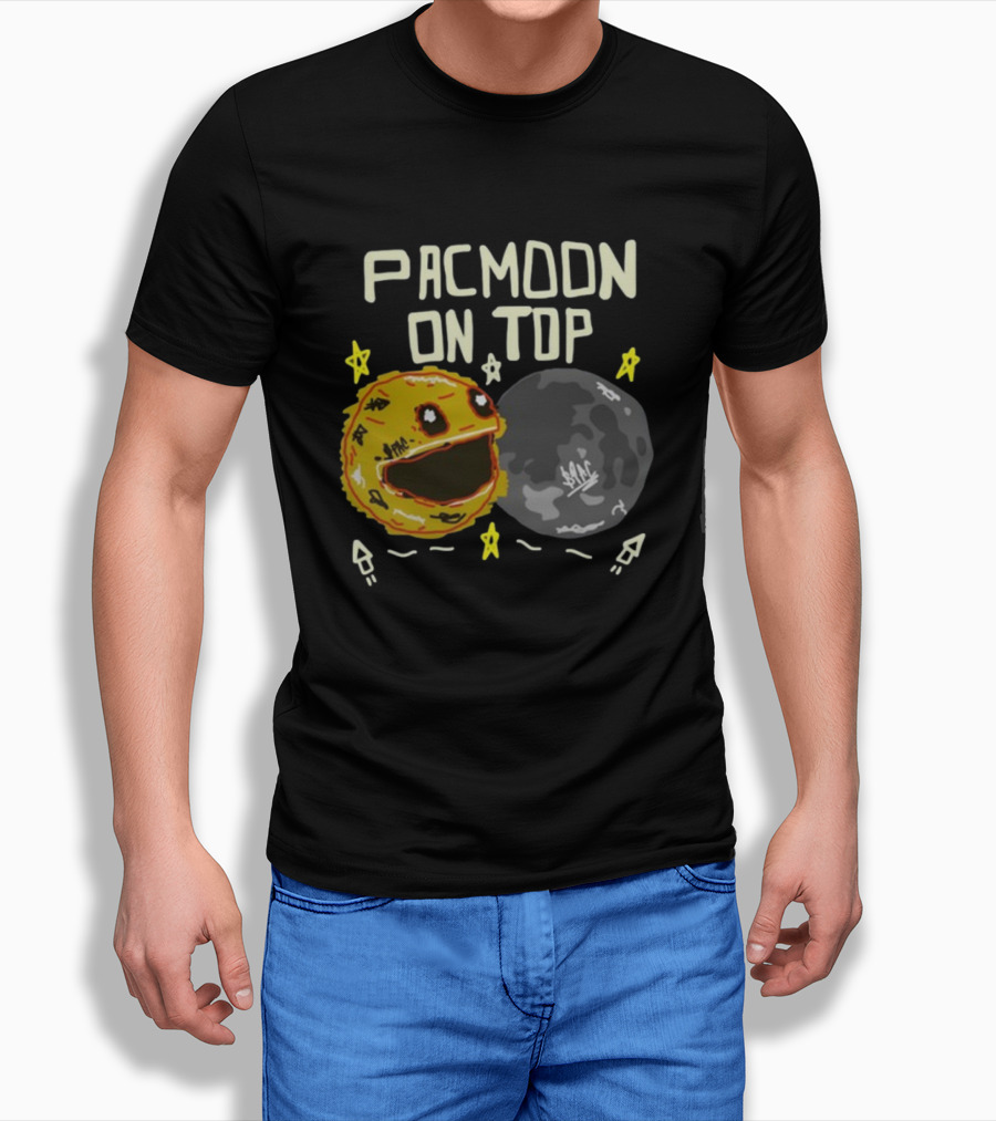 Pacmoon On Top Pacman And Moon With Stars And Arrows T-Shirt
