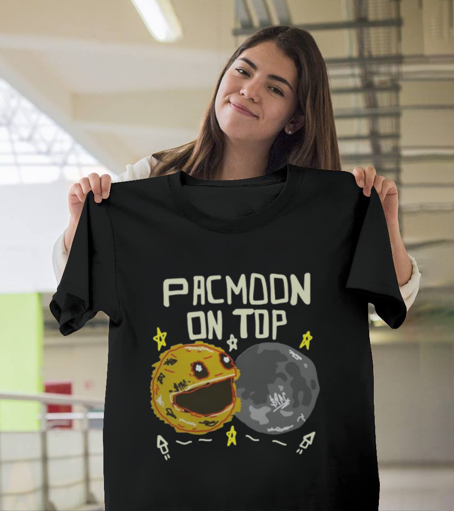 Pacmoon On Top Pacman And Moon With Stars And Arrows T-Shirt