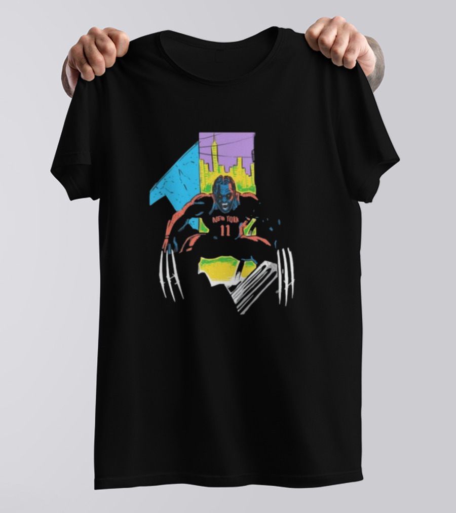 New York Wolverine Brunson Basketball Claws Skyline T-Shirt