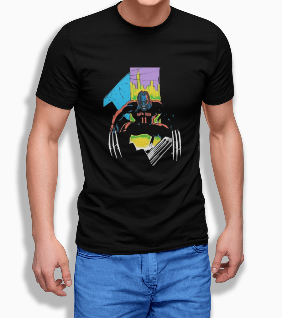 New York Wolverine Brunson Basketball Claws Skyline T-Shirt