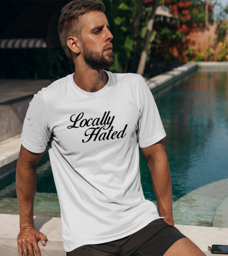 Denye Locally Hated Bold Calligraphy T-Shirt