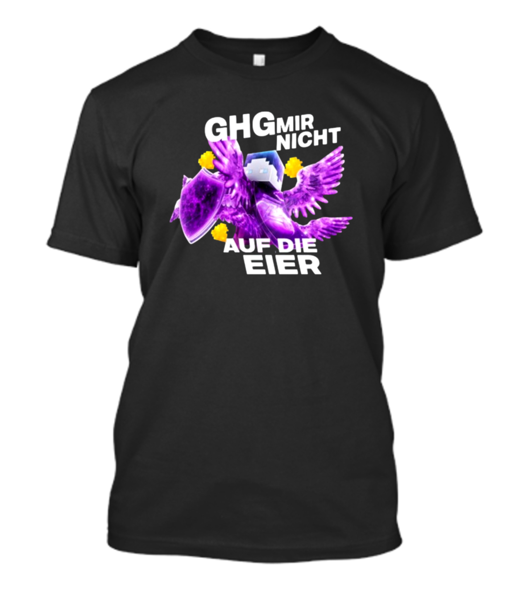 GHG Mir Nicht Auf Die Eier Minecraft Bird Shield Purple T-Shirt