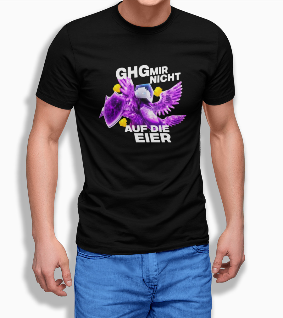 GHG Mir Nicht Auf Die Eier Minecraft Bird Shield Purple T-Shirt