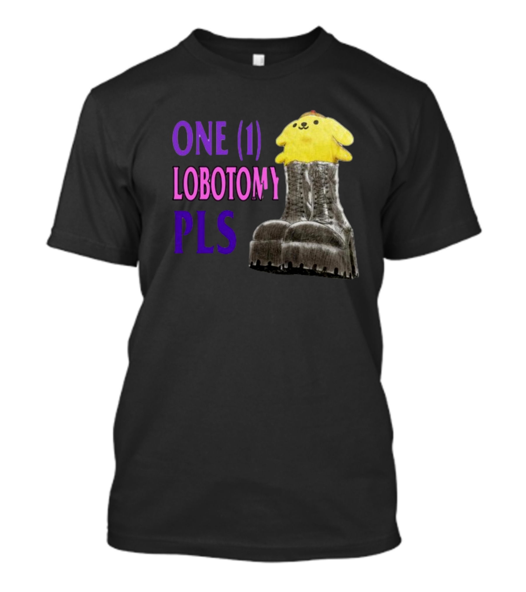 Jmcgg Pompompurin One 1 Lobotomy Pls Cute Character In Platform Boots T-Shirt