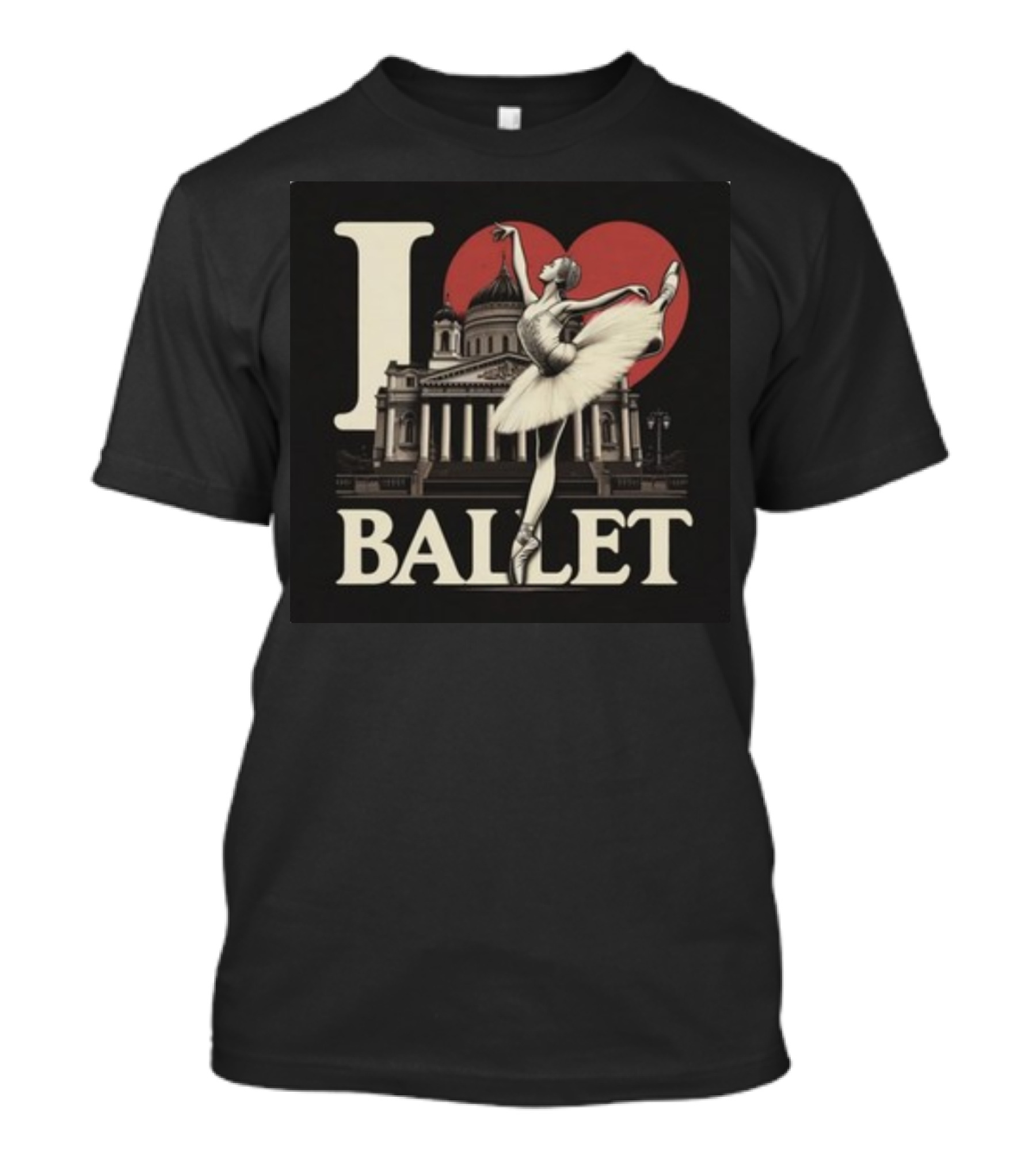 Artelize I Love Ballet Elegant Ballerina With Historic Architecture T-Shirt