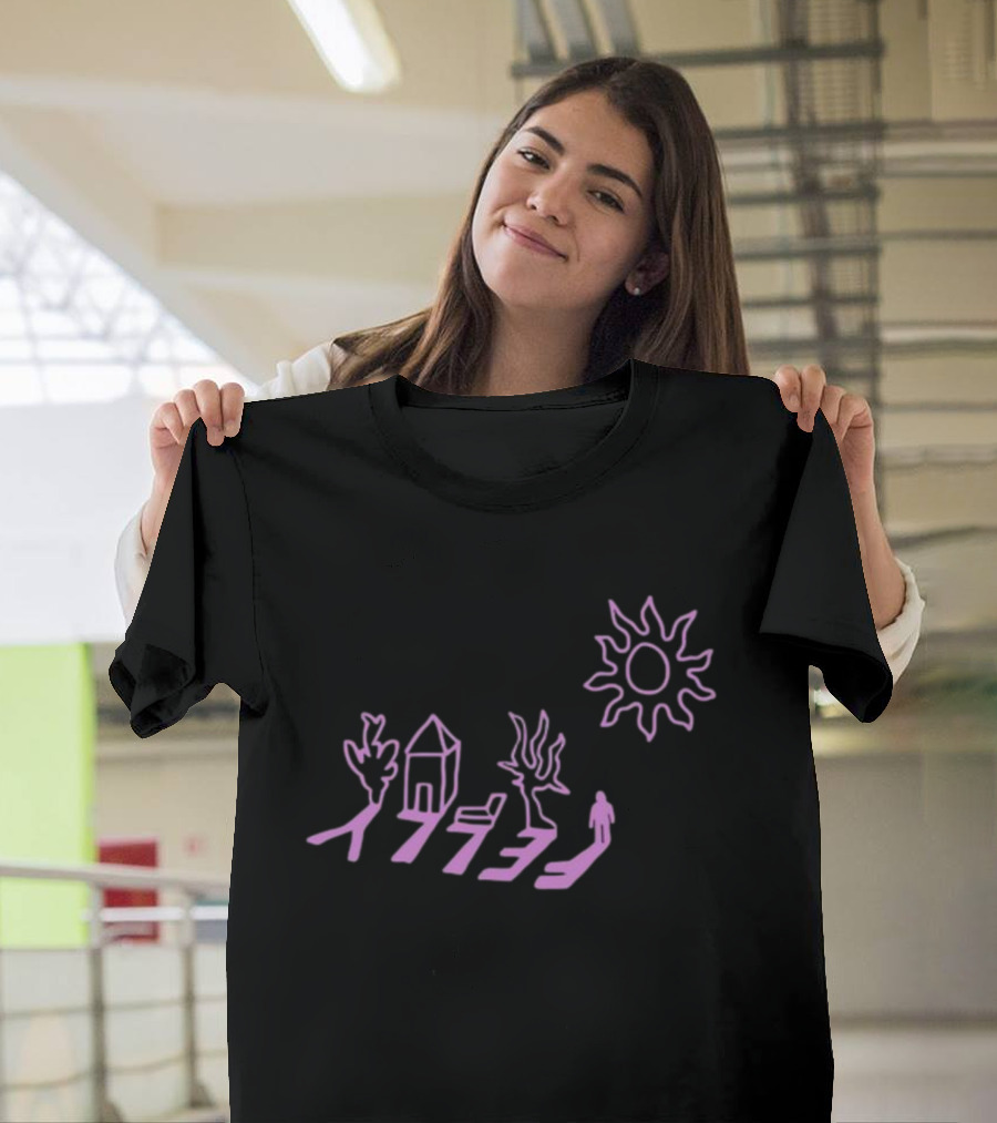 Felly Shadow Tree House Person Sun Pink T-Shirt