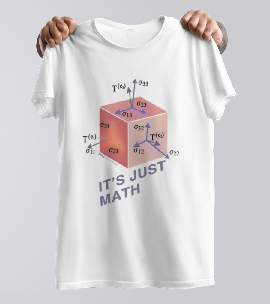 Jeff Clarke Wearing It's Just Math Physics Cube Tensor Notation T-Shirt