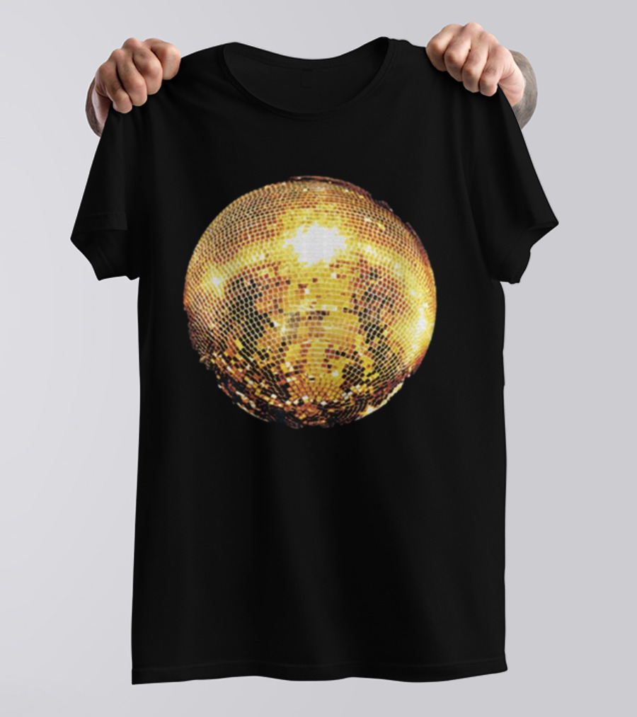 Gold Disco Ball Vintage 90s Shine Reflective Party T-Shirt