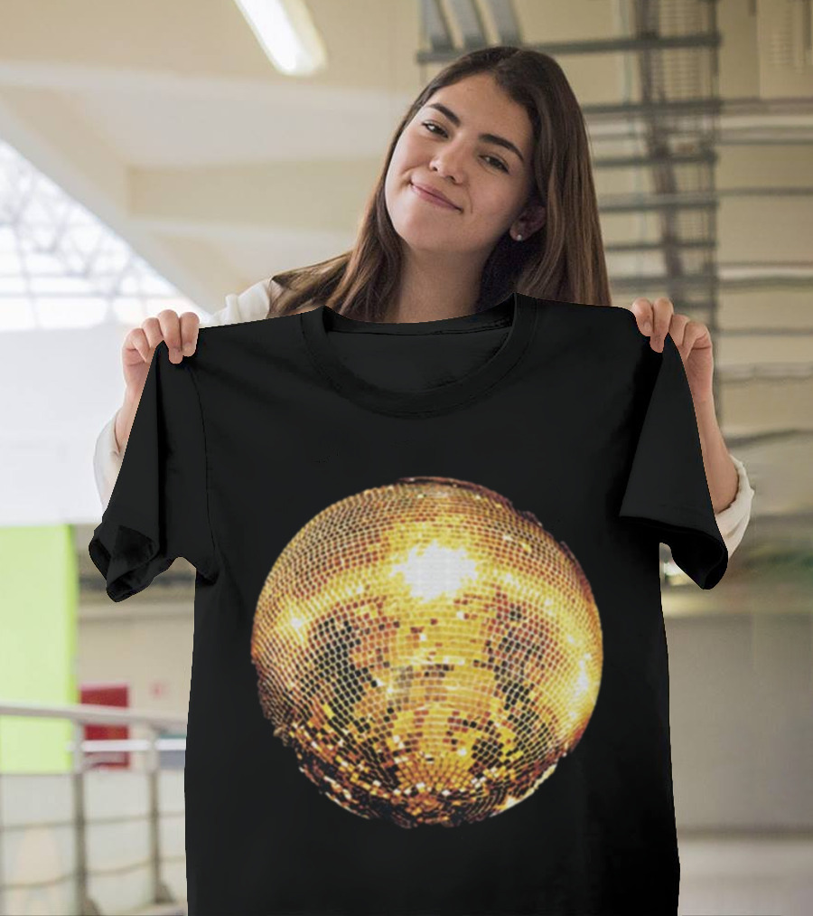 Gold Disco Ball Vintage 90s Shine Reflective Party T-Shirt