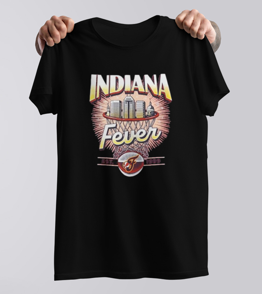 Indiana Fever Basketball City Established 1999 Skyline Hoops T-Shirt