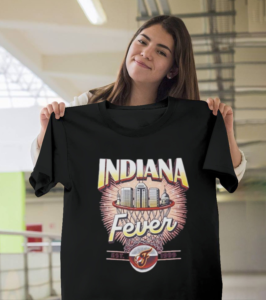 Indiana Fever Basketball City Established 1999 Skyline Hoops T-Shirt