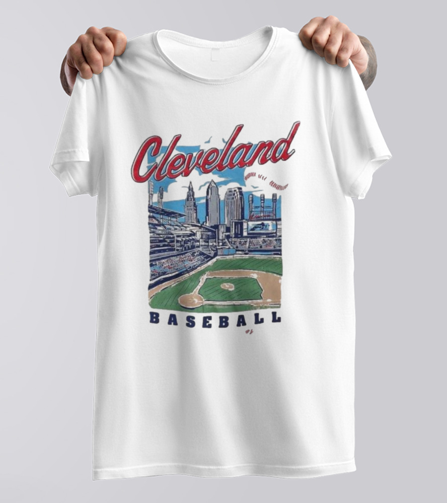 Cleveland Baseball Skyline Stadium Scene T-Shirt