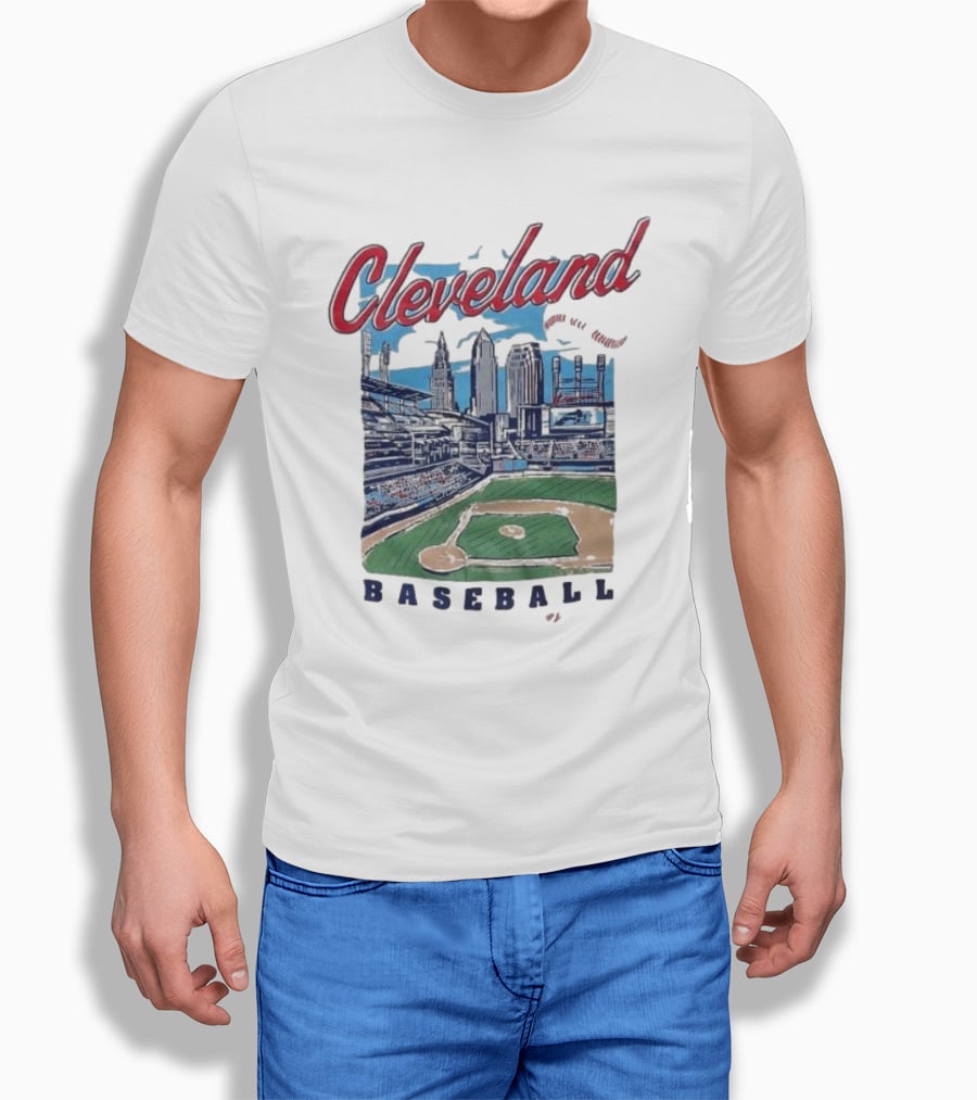 Cleveland Baseball Skyline Stadium Scene T-Shirt