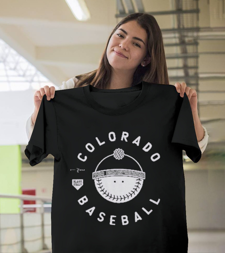 Colorado Baseball Smile Face With Winter Hat T-Shirt