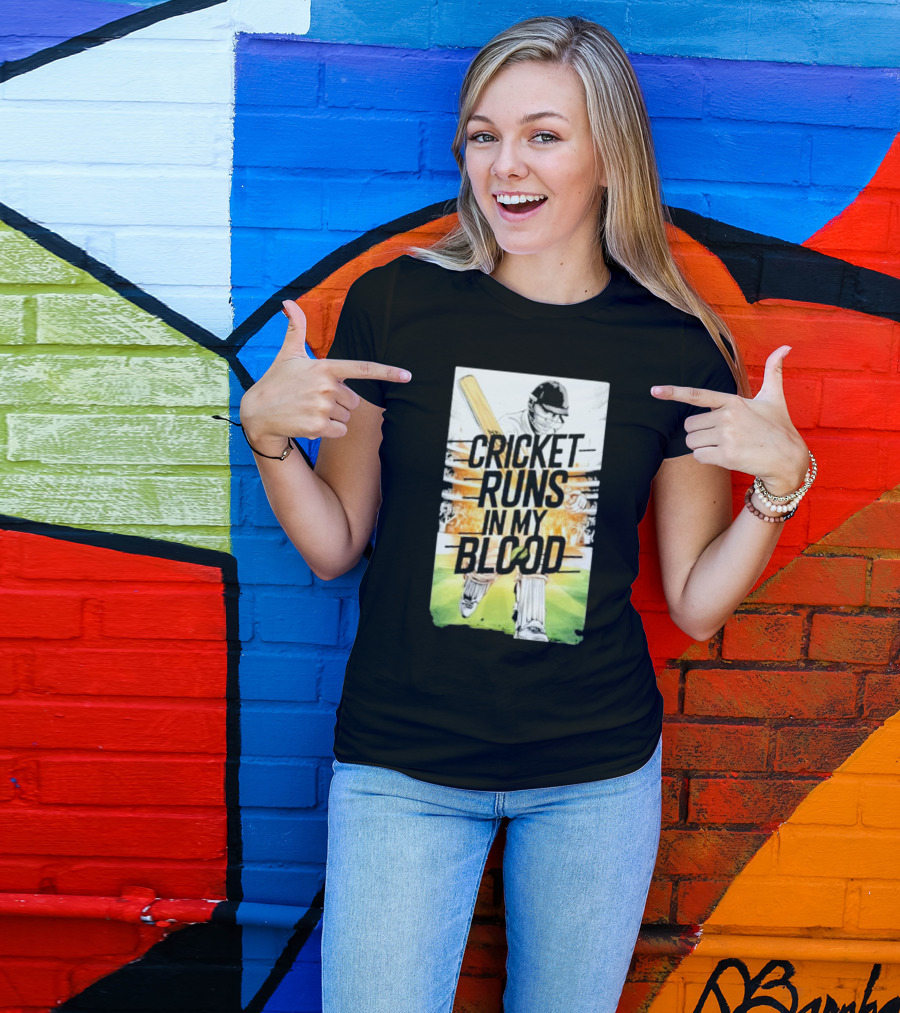 Cricket Runs In My Blood Batting Passion T-Shirt