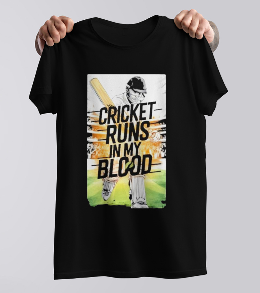 Cricket Runs In My Blood Batting Passion T-Shirt