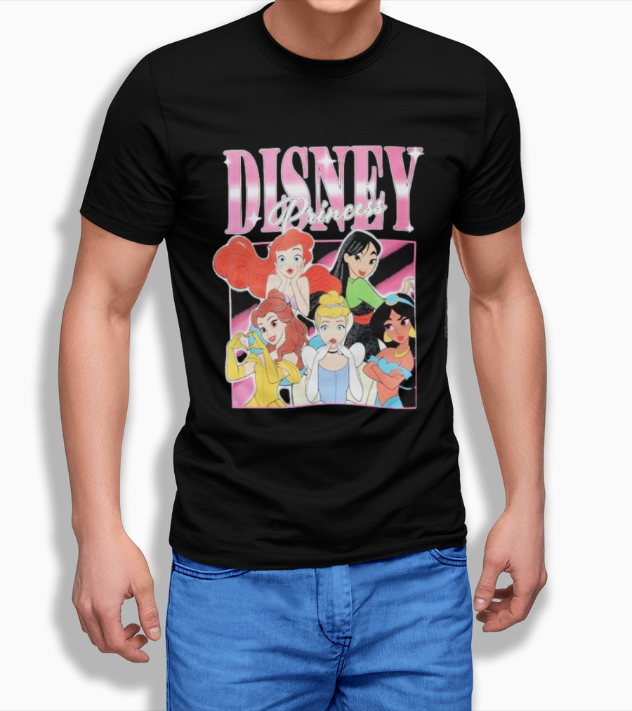 Disney Princess Group Ariel Belle Cinderella Jasmine Mulan T-Shirt