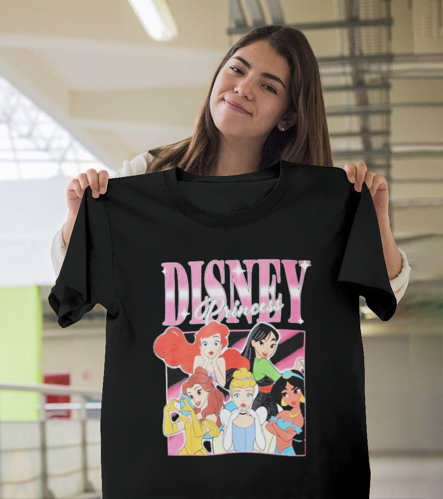 Disney Princess Group Ariel Belle Cinderella Jasmine Mulan T-Shirt