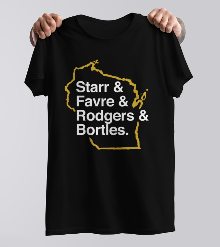 Starr Favre Rodgers Bortles Wisconsin Outline T-Shirt