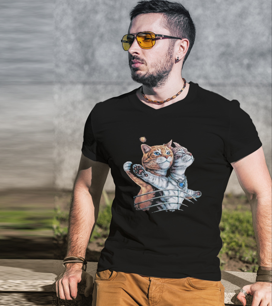 Titanic Cats Jack And Rose Paws On Ship's Bow T-Shirt