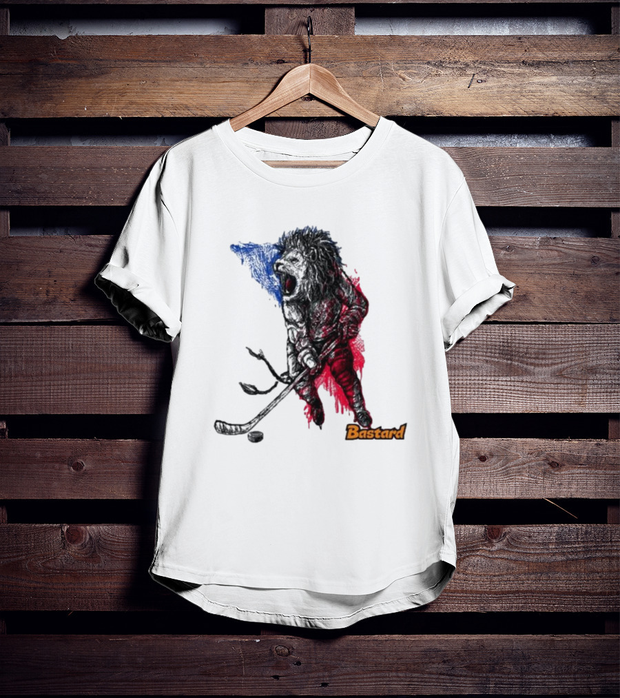 Vtipné Hokejové Potisky Bastard Lví Hokejista Trikolora T-Shirt