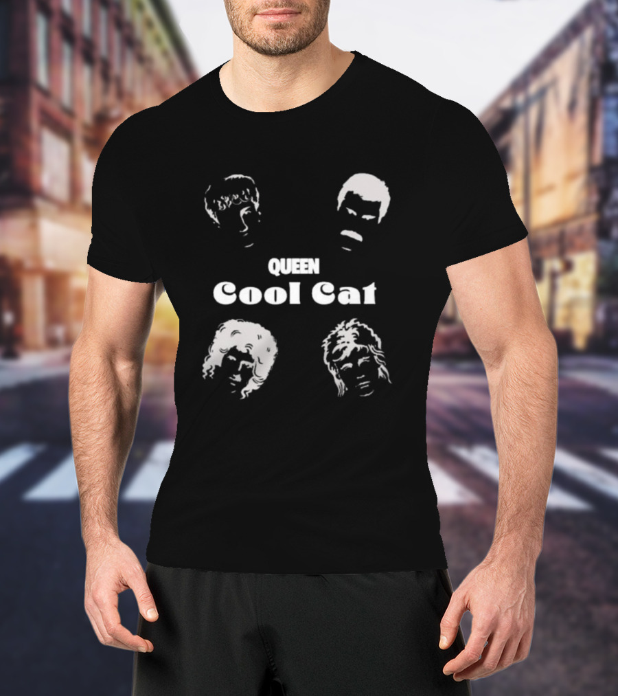 Queen Cool Cat Silhouette Faces T-Shirt