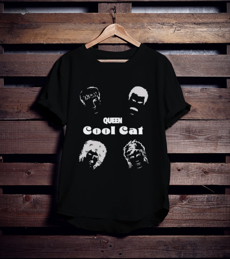 Queen Cool Cat Silhouette Faces T-Shirt