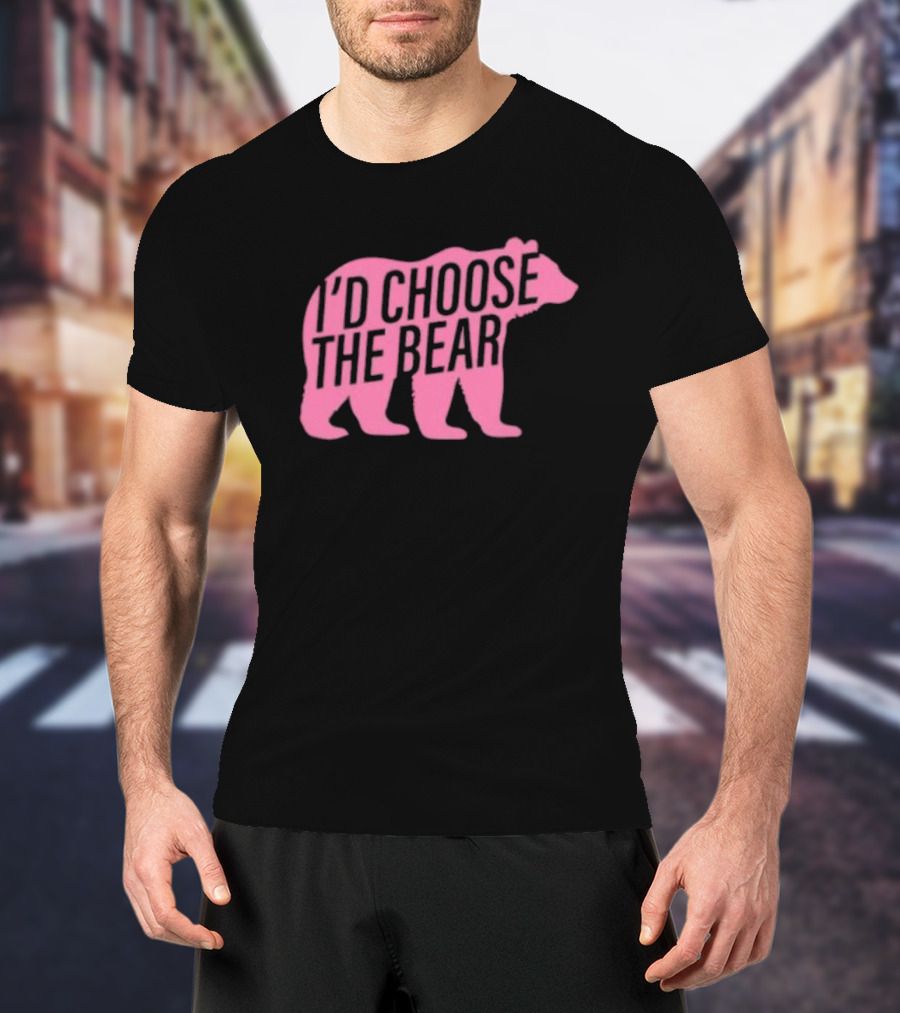 Confettirebels Pink Bear Silhouette I’d Choose The Bear T-Shirt