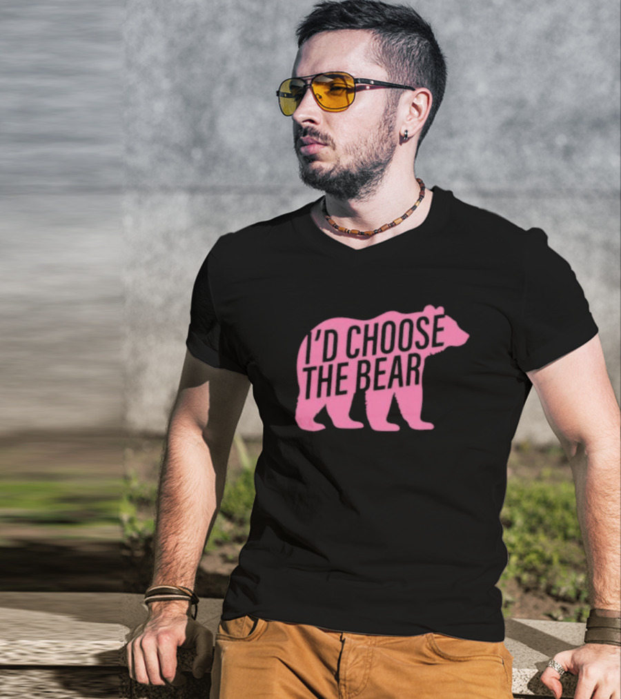 Confettirebels Pink Bear Silhouette I’d Choose The Bear T-Shirt