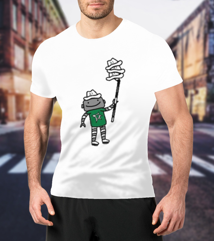 Dallas Stars Robo Hatty Character With Three Hats On Stick T-Shirt