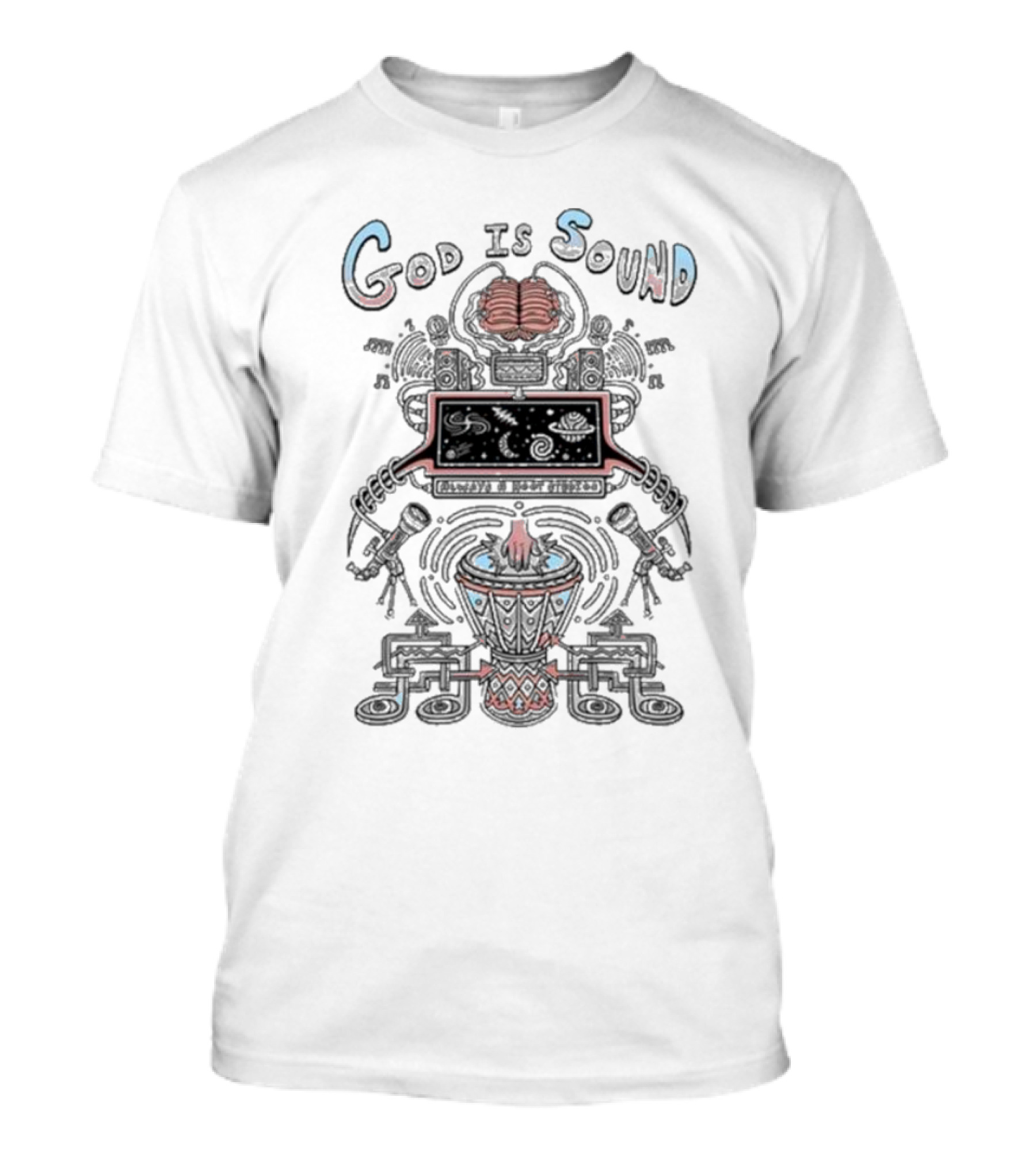 Always A Hoot Studios God Is Sound Abstract Musical T-Shirt