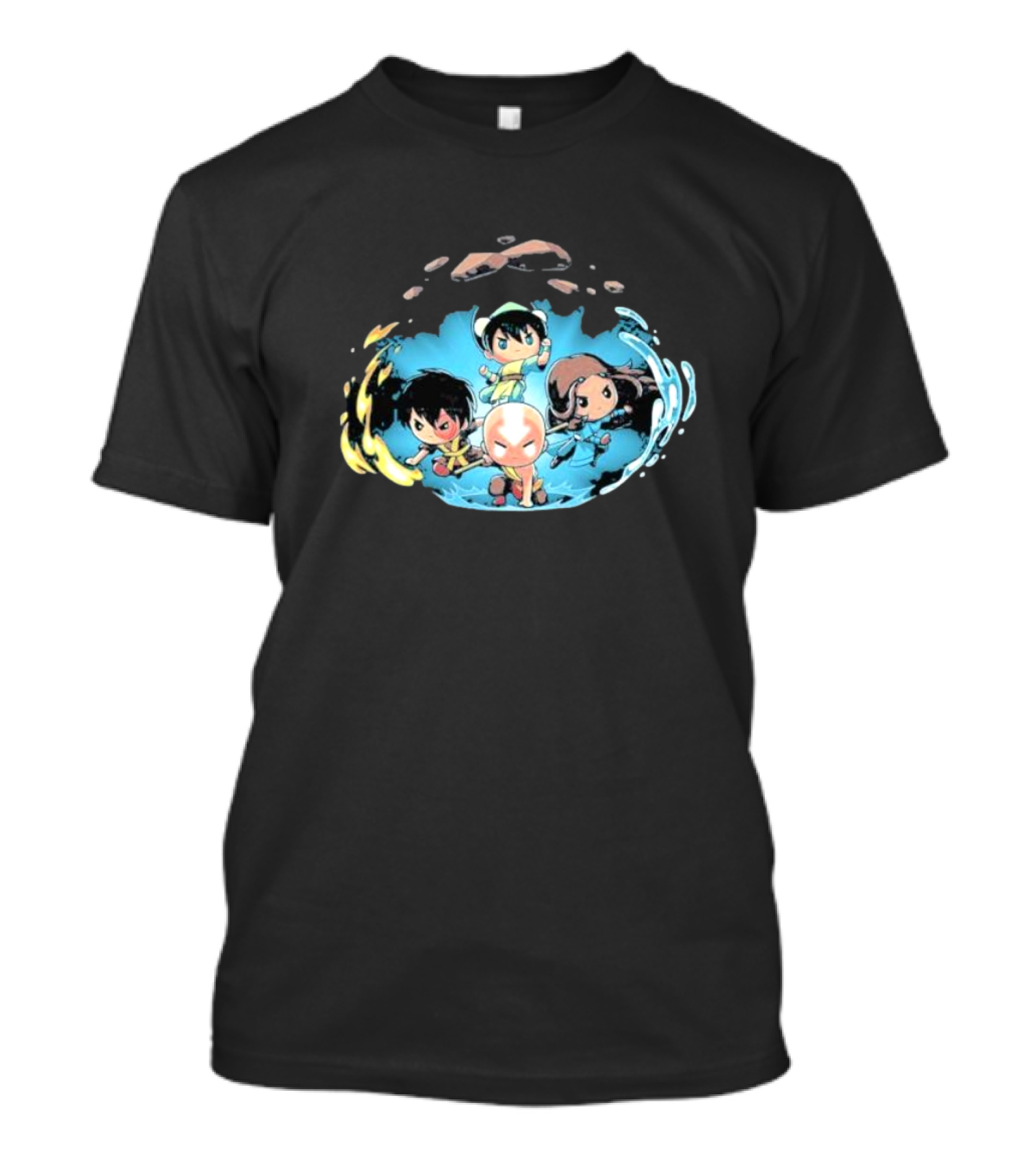 Avatar The Last Airbender Characters Chibi Team Water Fire Earth Air Elements Display T-Shirt