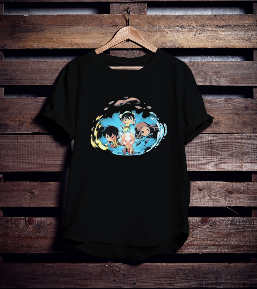 Avatar The Last Airbender Characters Chibi Team Water Fire Earth Air Elements Display T-Shirt