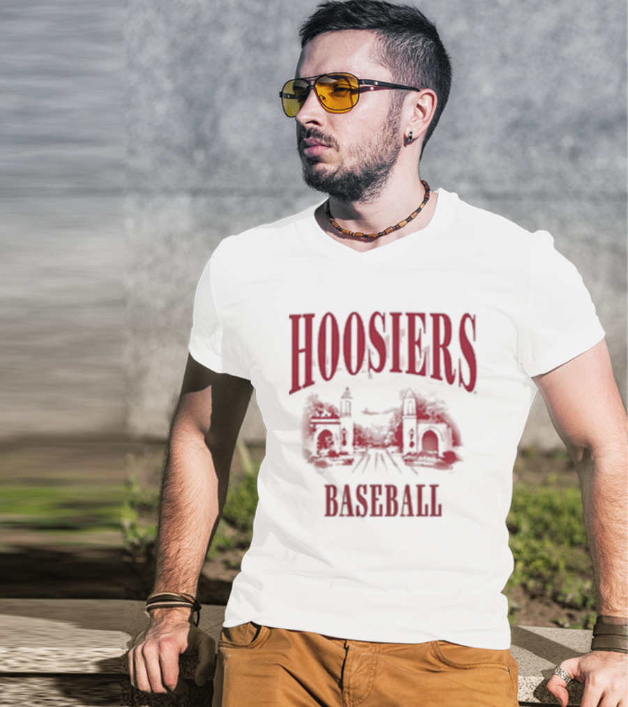 Hoosiers Baseball White Gates Iconic T-Shirt