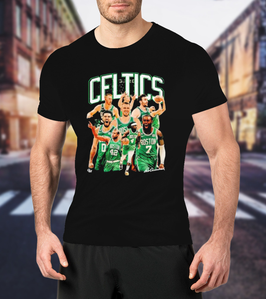 Boston Celtics 23-24 Team Champion Player Images Signature Celtics T-Shirt