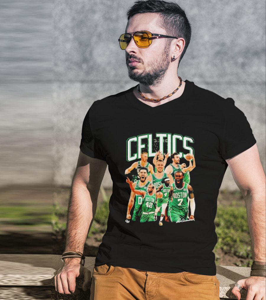 Boston Celtics 23-24 Team Champion Player Images Signature Celtics T-Shirt