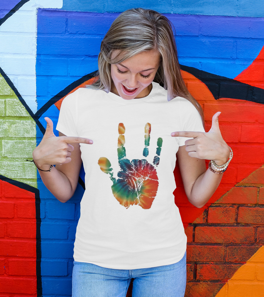 Happy Pride Month Tie-Dye Handprint T-Shirt