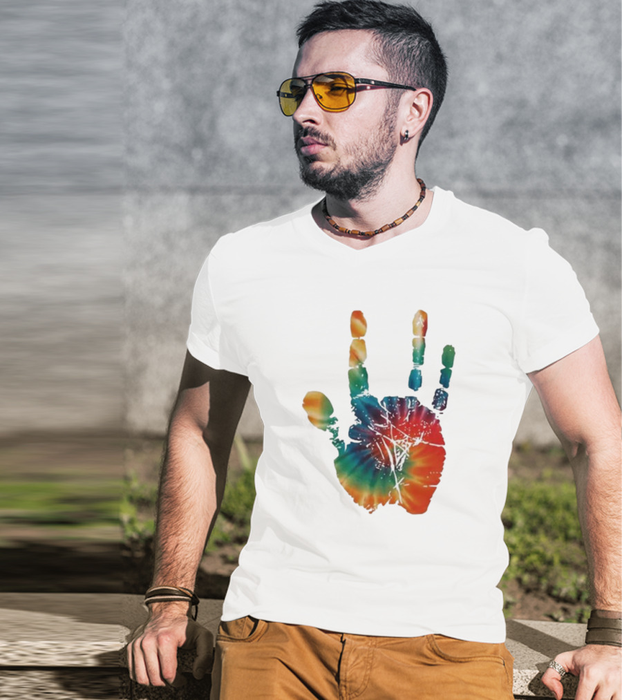 Happy Pride Month Tie-Dye Handprint T-Shirt