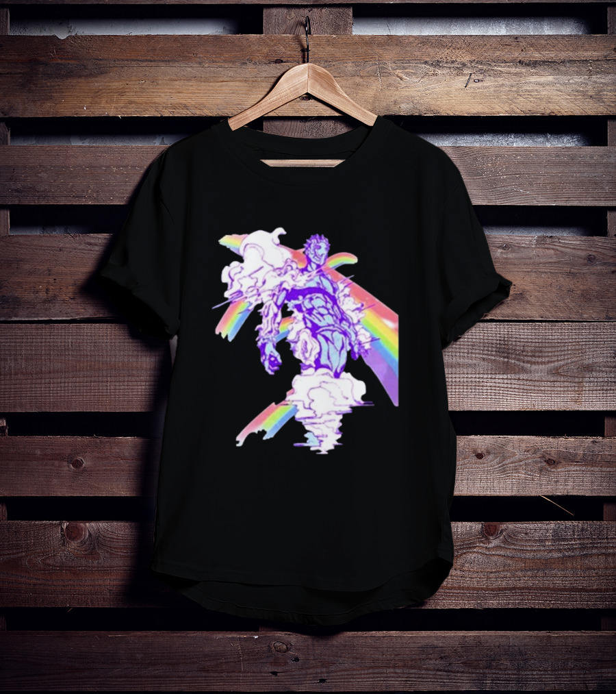 Hoshipieces Weather 9oz Manga Style Purple Cloud Man With Rainbow Elements T-Shirt