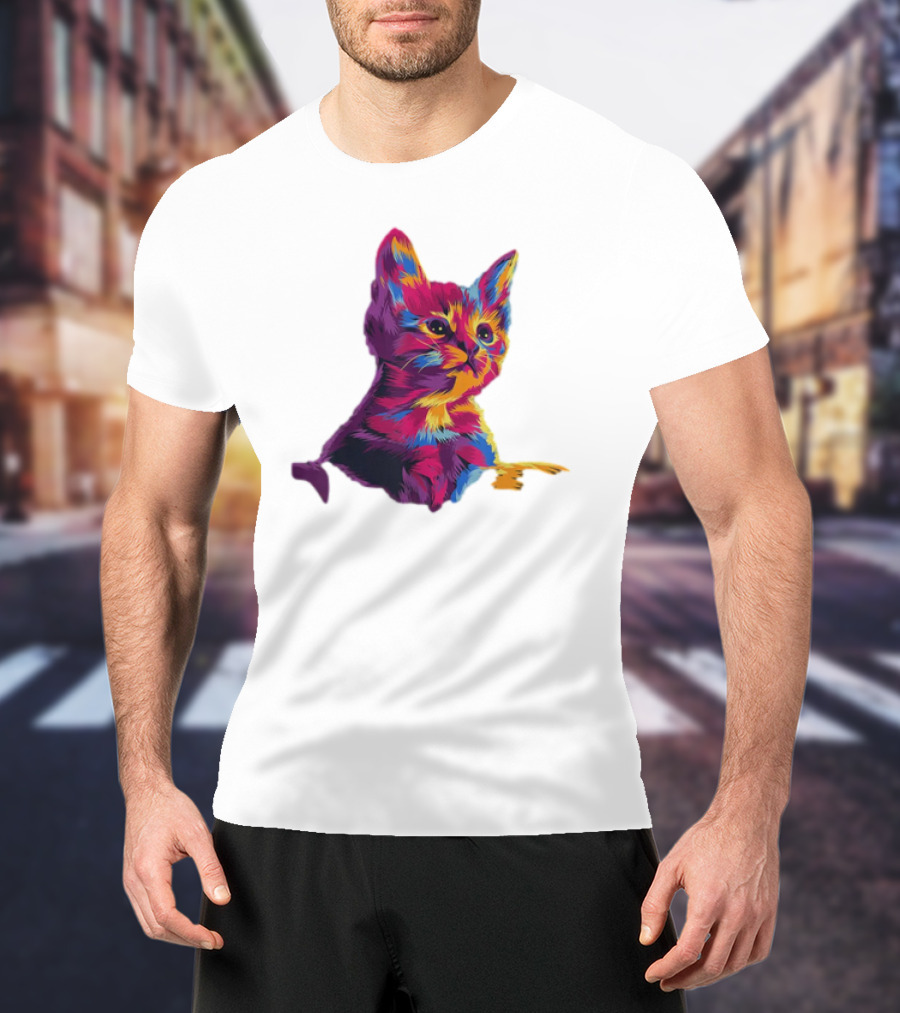 Kitten Colorful Art For Cat Lovers T-Shirt