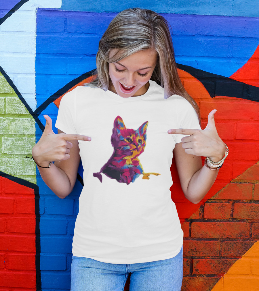 Kitten Colorful Art For Cat Lovers T-Shirt