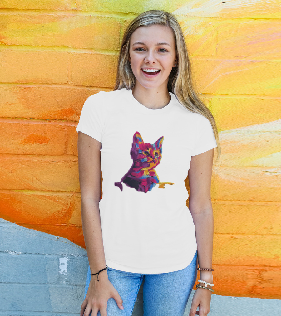 Kitten Colorful Art For Cat Lovers T-Shirt