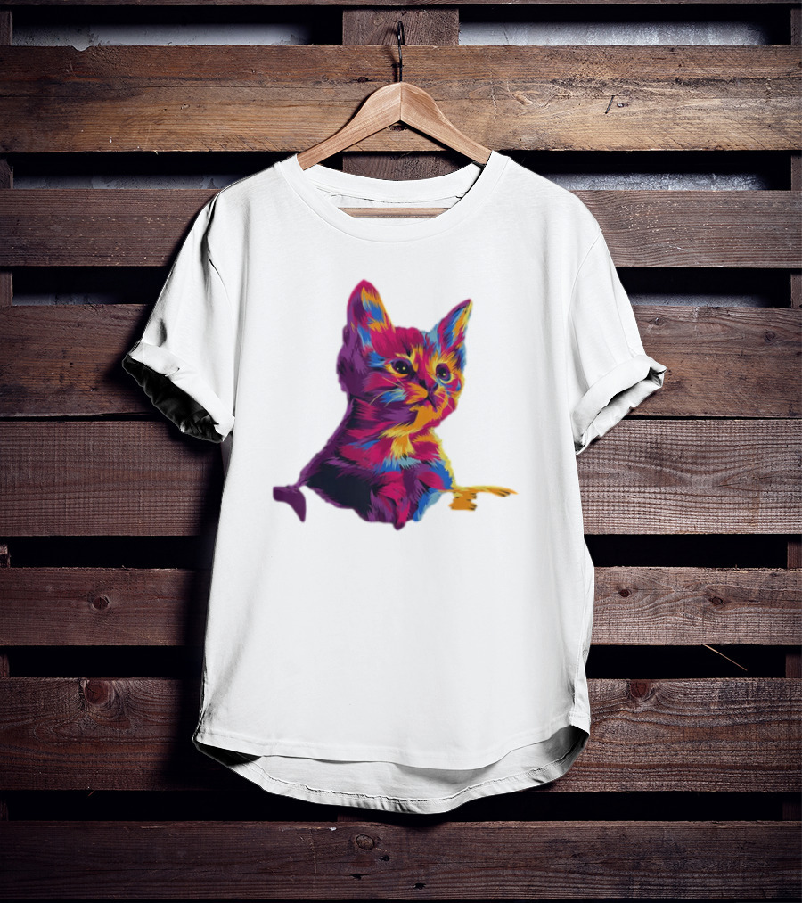 Kitten Colorful Art For Cat Lovers T-Shirt