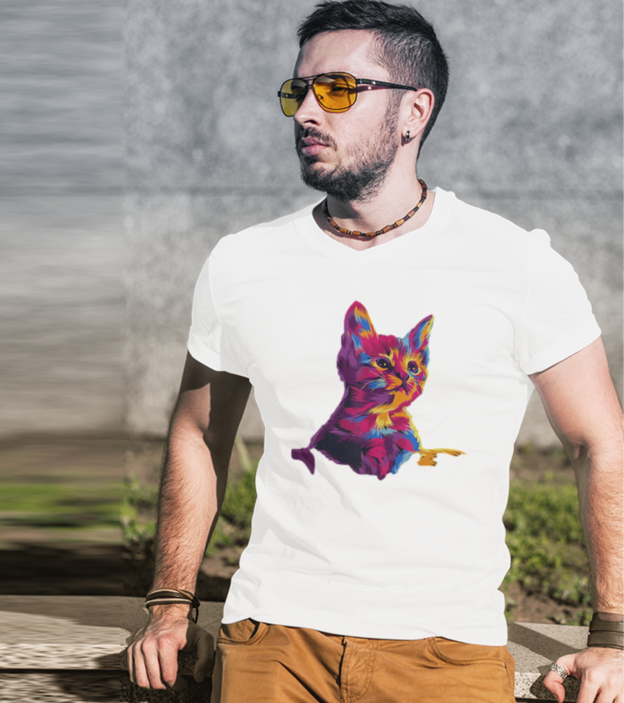 Kitten Colorful Art For Cat Lovers T-Shirt