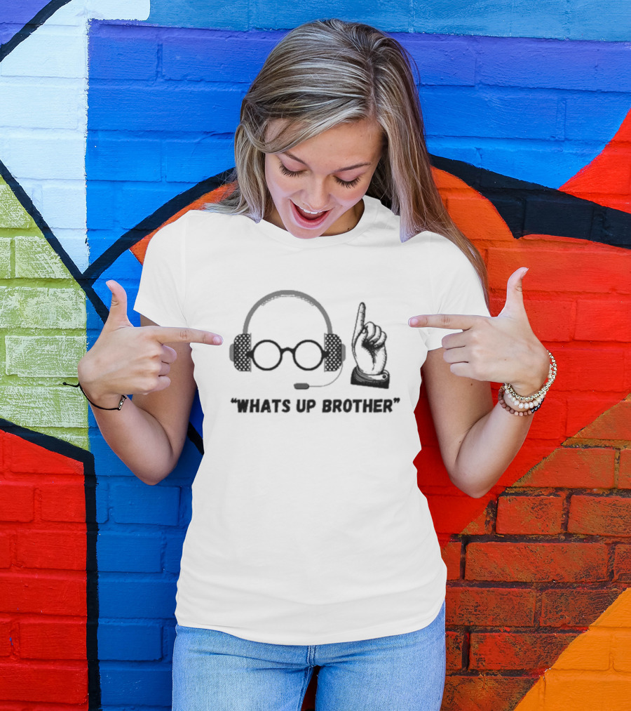 Thread Theory Sketch Jynxzi Streamer What’s Up Brother Headphones Glasses Hand Gesture T-Shirt