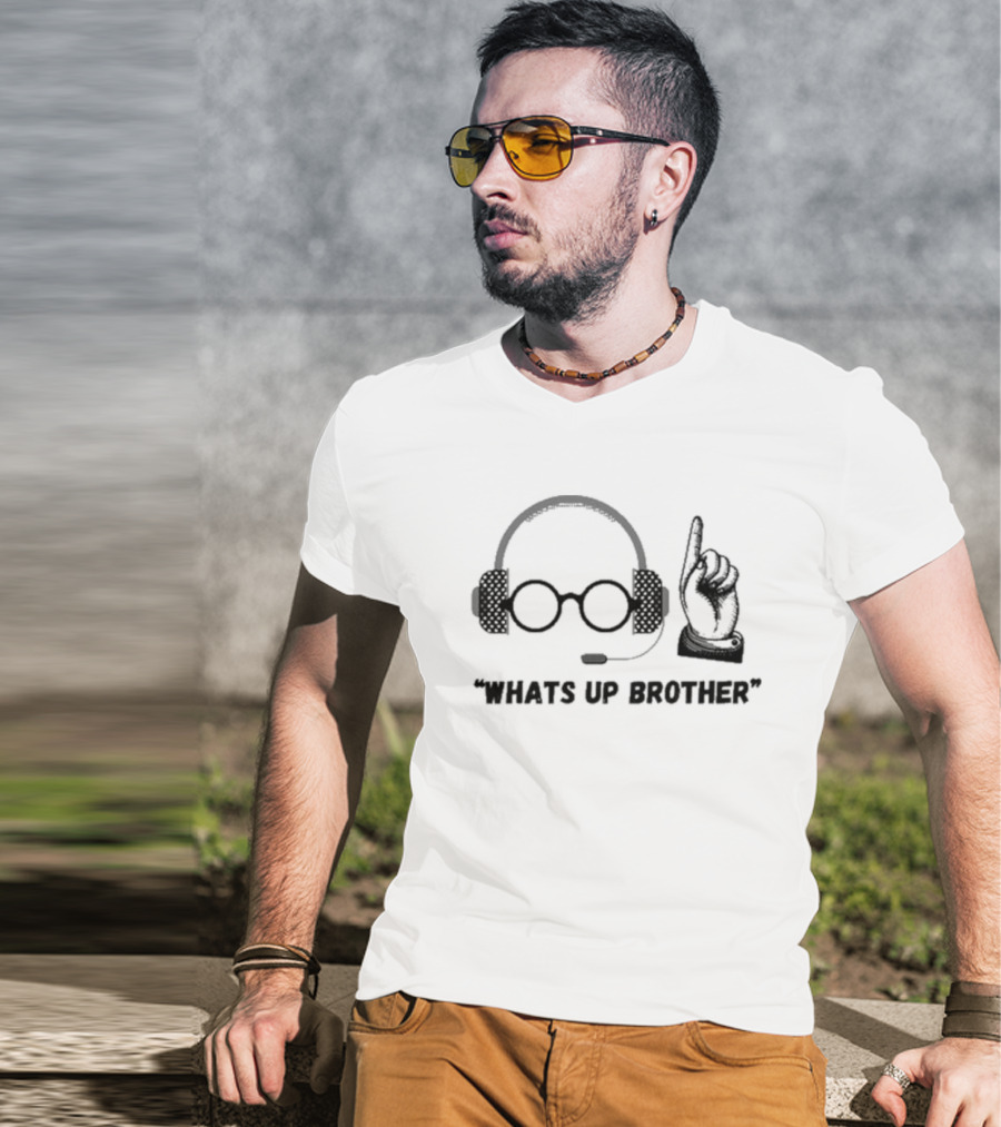 Thread Theory Sketch Jynxzi Streamer What’s Up Brother Headphones Glasses Hand Gesture T-Shirt