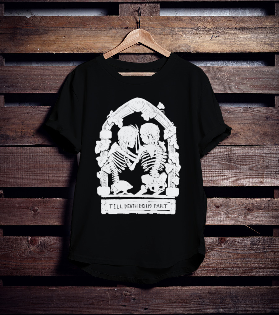 Till Death Do Us Part Skeleton Gothic Arch Motif T-Shirt