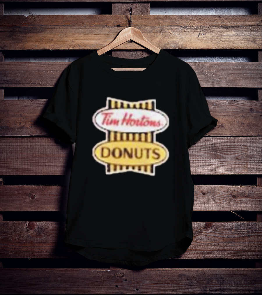 Tim Hortons Donuts Retro Logo Black And Yellow Stripes T-Shirt