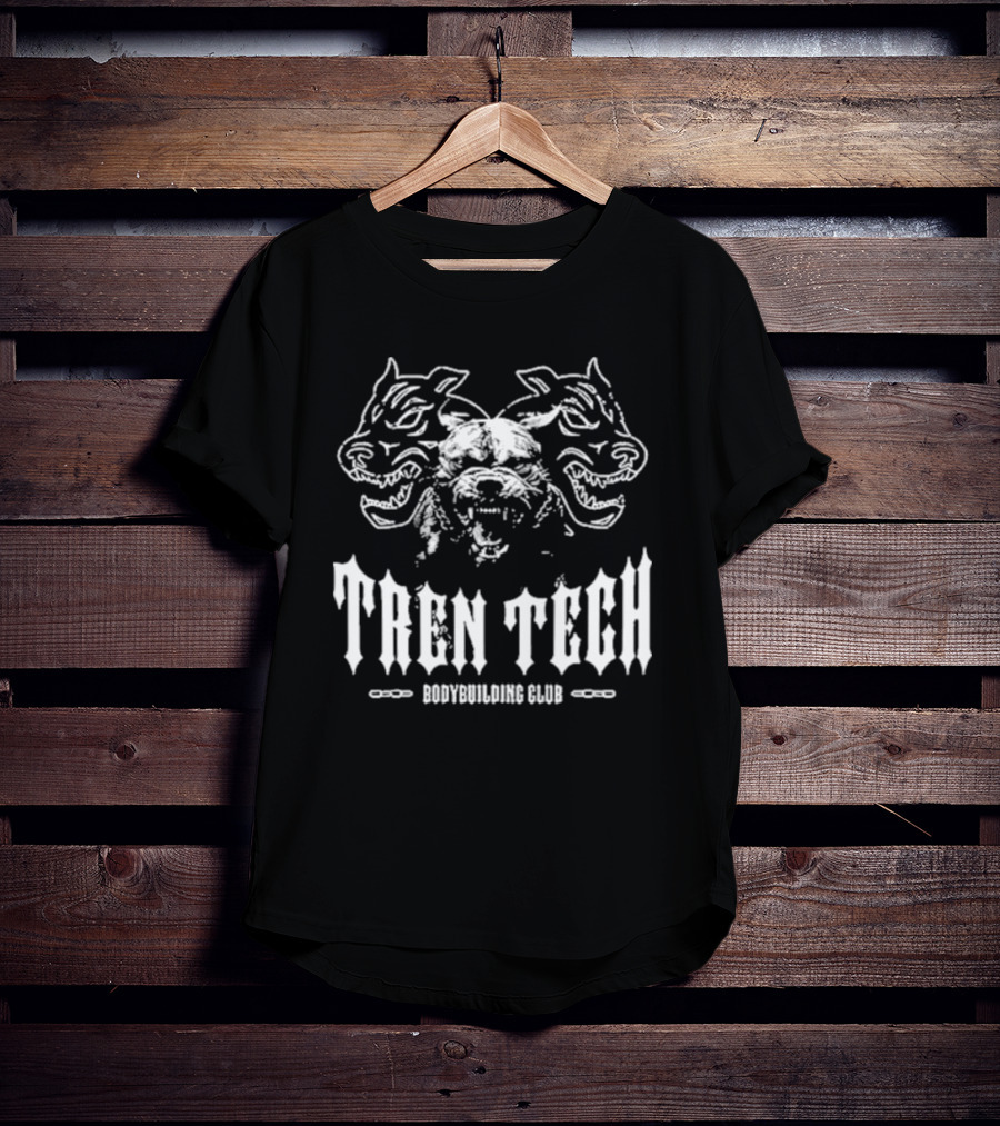 Tren Tech Bodybuilding Club Fierce Animal Motif T-Shirt